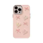 3D Pink Heart Bow iPhone Case – Electroplated Soft Cover - Image 3