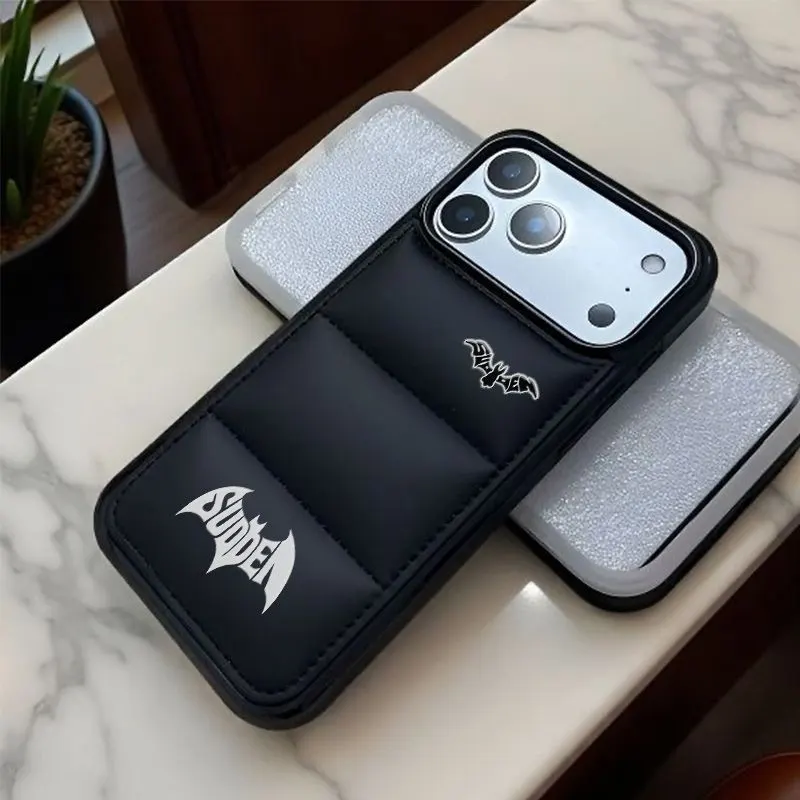 ebdfad61-c4e6-4897-8a51-5c4d517b585b.jpeg.a Bat Logo Shockproof Puffer Style Phone Case for iPhone - Image 1