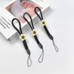 Cartoon lanyard for Pink Text Black Cat Cartoon Phone Charm