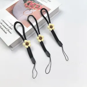 Cartoon lanyard for Pink Text Black Cat Cartoon Phone Charm