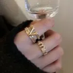 V Shape Zircon Open Ring Minimal Luxury Design - Image 3