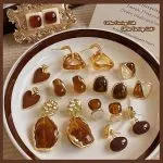 High-end retro coffee-colored earrings celebrity hot style temperament earrings - Image 3