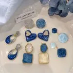 Asymmetric blue advanced exaggerated unique design earrings for women - Image 3