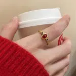 Matte Gold Enamel Ring - Retro Chinese Style Statement Jewelry - Image 6