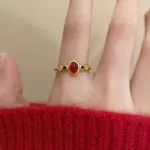 Matte Gold Enamel Ring - Retro Chinese Style Statement Jewelry - Image 8