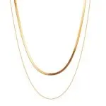 Double Layered Snake Chain Necklace for Women – High-End Gold Titanium Steel Vintage Clavicle Choker - Image 9