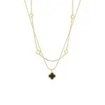 Double-Layer Four-Leaf Clover Necklace –  Titanium Steel Luxury Chain - Image 3