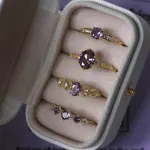 French Retro Purple Open Ring – Sparkling Vintage-Inspired Statement Ring for Women - Image 3