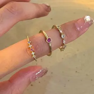 Delicate Zircon Heart Ring – Adjustable Sweetheart Statement Ring for Women