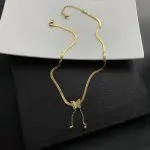Gold Matte Butterfly Tassel Choker – Titanium Steel Snake Chain Necklace - Image 6