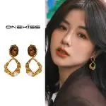 Vintage Pearl Drop Earrings – Irregular Melange Style, Light Luxury Design