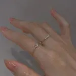 Exquisite Zircon Heart Ring Set – Light Luxury Couple Rings for Women - Image 9