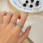Trendy Zircon Open Ring – Adjustable Niche Style for Cool Girls