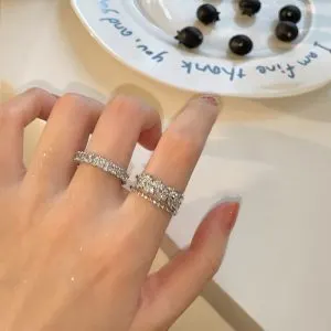 Trendy Zircon Open Ring – Adjustable Niche Style for Cool Girls