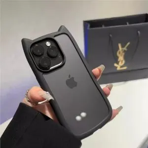 Cute Cat Ear Transparent Phone Case – Simple Protective Cover