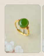 Natural Hetian Jade Green Cabochon Ring – Elegant Jade Ring - Image 7
