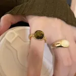 Natural Stone Open Ring for Women - Vintage Elegant, Fashionable Niche Design, Trendy Friendship Ring