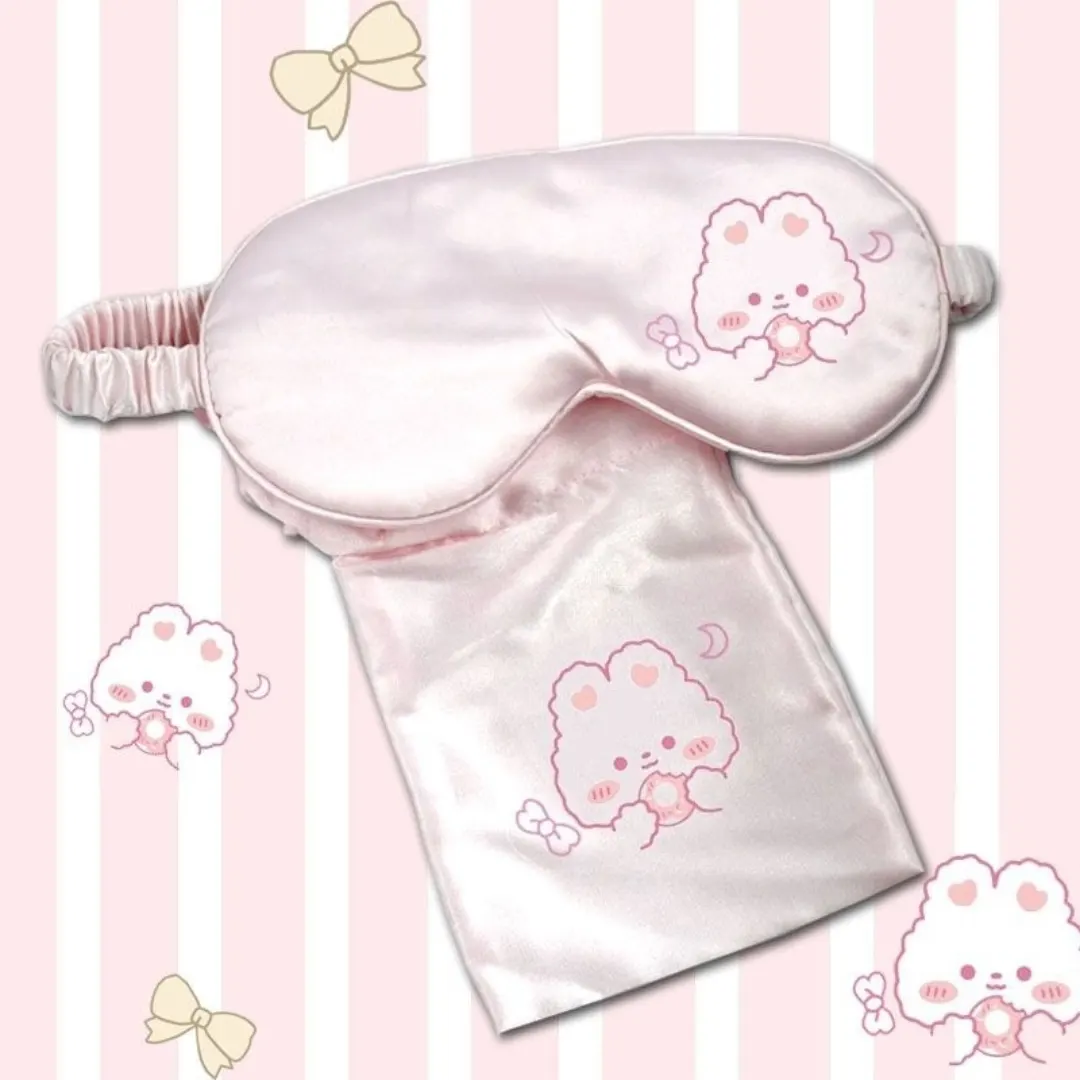 1_9caa1557-f426-4e76-af80-9e1dc403faaf Cute Bear and Bunny Silk Sleep Mask – Breathable, Eye Fatigue Relief - Image 1