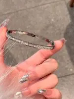 Full Crystal Titanium Steel Bangle Luxury Sparkle Design - Image 3