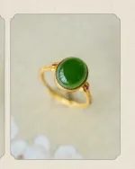 Natural Hetian Jade Green Cabochon Ring – Elegant Jade Ring - Image 4