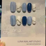 Handmade Klein Blue Gradient Press-On Nails – Light Luxury Irregular Detachable Nail Set - Image 2