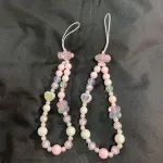 INS Style Pink Beaded Flower Phone Chain – Universal Phone Strap with Camera Charm - Image 2