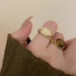 Natural Stone Open Ring for Women - Vintage Elegant, Fashionable Niche Design, Trendy Friendship Ring - Image 3
