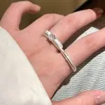 Chinese Style Brushed Open Ring – Luxury Adjustable Couple Ring - Image 5
