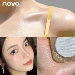 NOVO Highlighter Powder: Shimmer powder for brightening the face, creating a 3D contour, nose shadow, and side shadow. Fine shimmer and pearlescent finish, ideal for contouring. - Image 5