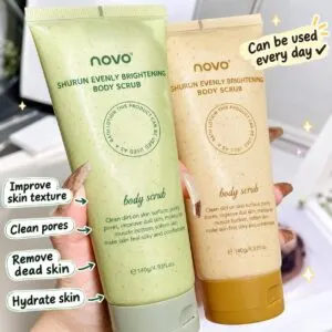 Novo scrub body rejuvenation full body beauty remove chicken skin whitening dead skin pimples joints knees remove black women