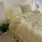 Korean Style Minimalist Lace Bedding Set – Ultra Soft 3/4 Piece Comforter Set for Dorm or Home - Image 5