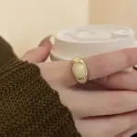 Natural Stone Open Ring for Women - Vintage Elegant, Fashionable Niche Design, Trendy Friendship Ring - Image 6