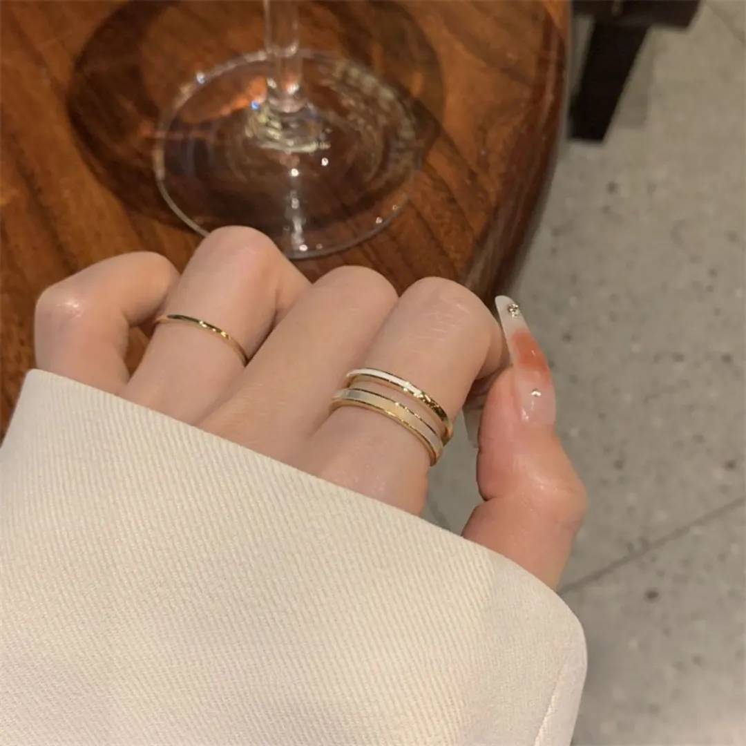 6_94bb9645-32cc-4538-b31b-4f6158d70abe Elegant Double Band Mother-of-Pearl Open Ring – Minimalist Adjustable Ring - Image 1