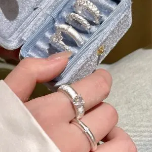Chinese Style Brushed Open Ring – Luxury Adjustable Couple Ring