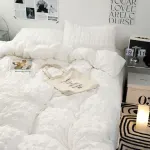 Korean Style Minimalist Lace Bedding Set – Ultra Soft 3/4 Piece Comforter Set for Dorm or Home - Image 6