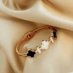 Four Leaf Clover Titanium Steel Rose Gold Open Bracelet for Women - Image 6