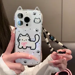 Cute Pixel Cat Ear Phone Charm – Kawaii Kitten Charm