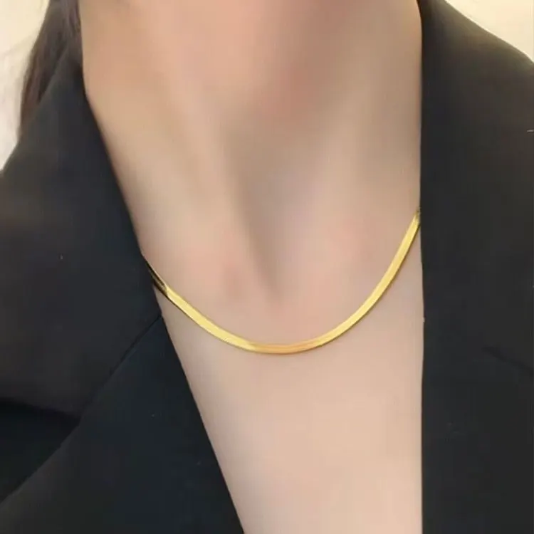 Image_20250606150811 Mmalist Luxury Titanium Steel Snake Chain Necklace – Elegant Thin Plate Vintage Clavicle Jewelry for Women - Image 1