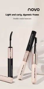 NOVO Dual-ended Mascara – Waterproof, Volumizing, Lengthening, Curling, Smudge-proof, Natural Hold, Lash Primer, 2-in-1 - Image 7