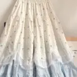 French Floral Lace Ruffle A-Line Maxi Skirt - Image 3