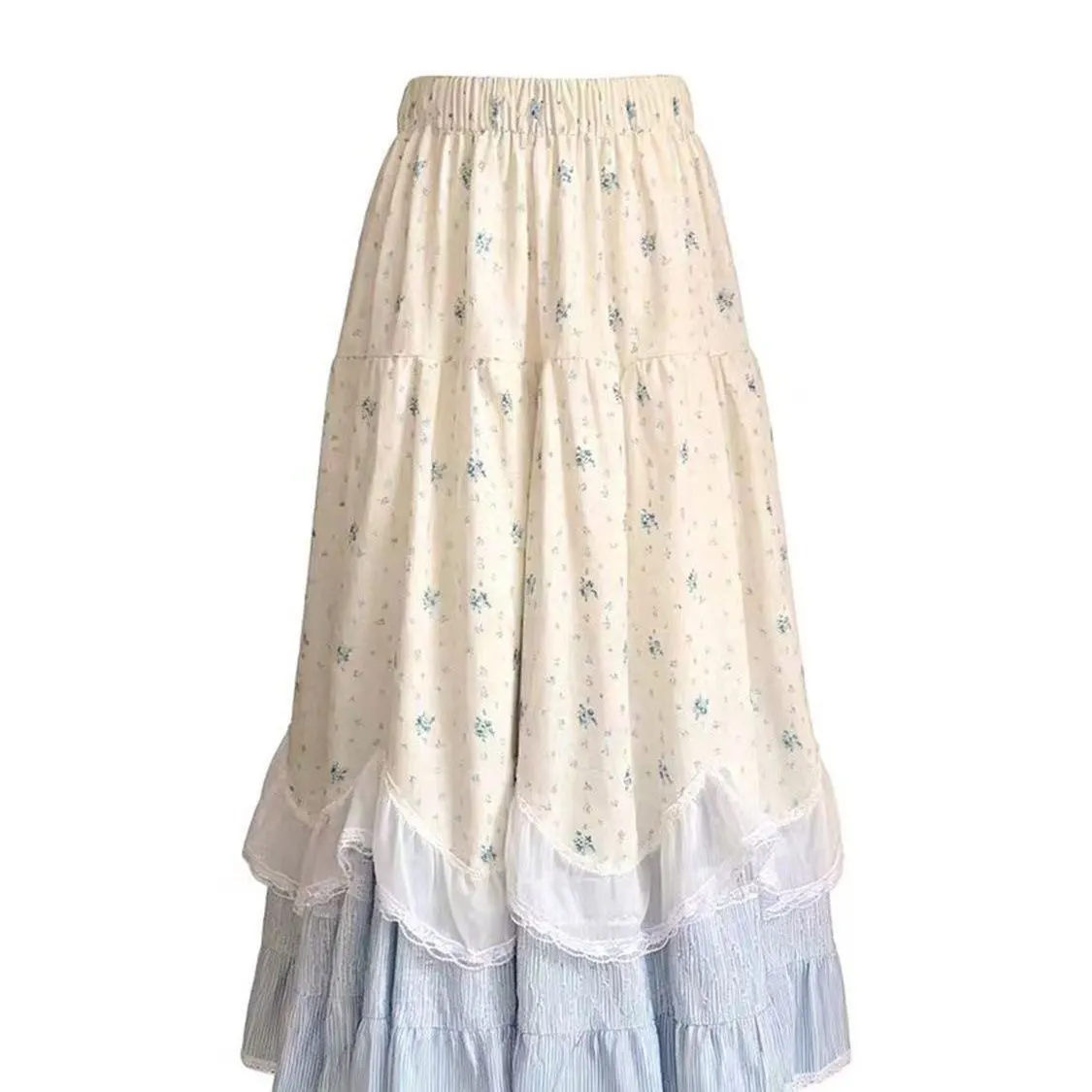 Main Images5 French Floral Lace Ruffle A-Line Maxi Skirt - Image 1