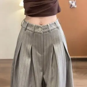 Old Money Striped Wide Leg Tailored Pants