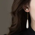 Textured Teardrop Faux Pearl Two-Way Stud Earrings - Image 2