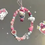 Beaded Mobile Phone Chain with Cute Heart Pendant – Original Card Machine & Backpack Lanyard