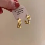 Irregular Gold Minimalist Hoop Stud Earrings - Image 4