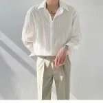 Loose Fit Wrinkle Texture Long Sleeve