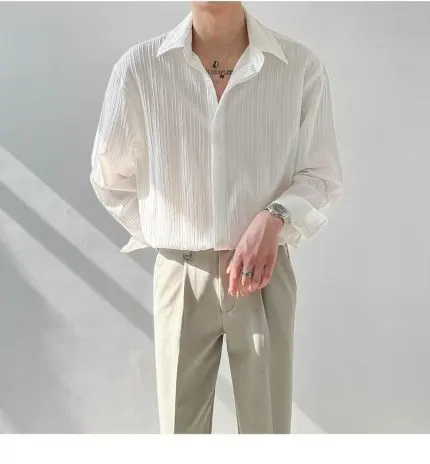 Loose Fit Wrinkle Texture Long Sleeve
