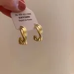Irregular Gold Minimalist Hoop Stud Earrings
