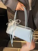 Women’s Bow Ribbon Shoulder Baguette Underarm Bag - Image 5