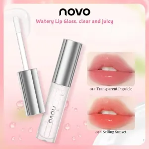 NOVO Hydrating Lip Gloss – Plumping, Exfoliating, Reduces Lip Lines, Moisturizing Lip Oil, Clear and Transparent Gloss